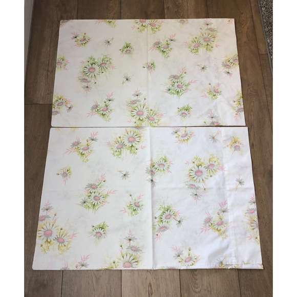 Vintage Springmaid Wondercale‎ Non Iron USA 2 Standard Pillowcases Floral MCM - Picture 1 of 7